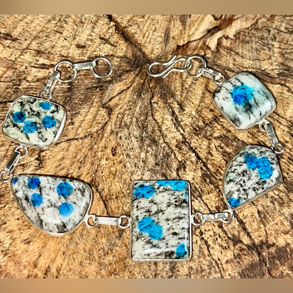 “Intuition Stone” K2 Azurite Droplets Granite Bracelet 7 1/2”- 8” - Picture 8 of 11